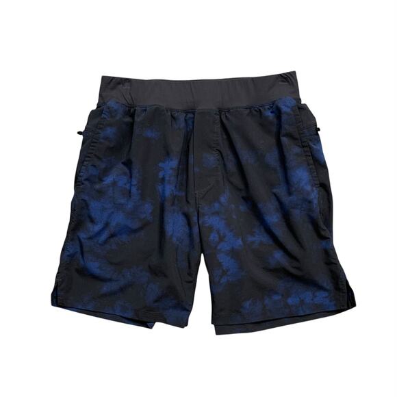 Fabletics Shorts Mens M Medium Navy Blue The Franchise Lined Tie Dye Gym Yoga - Picture 1 of 11